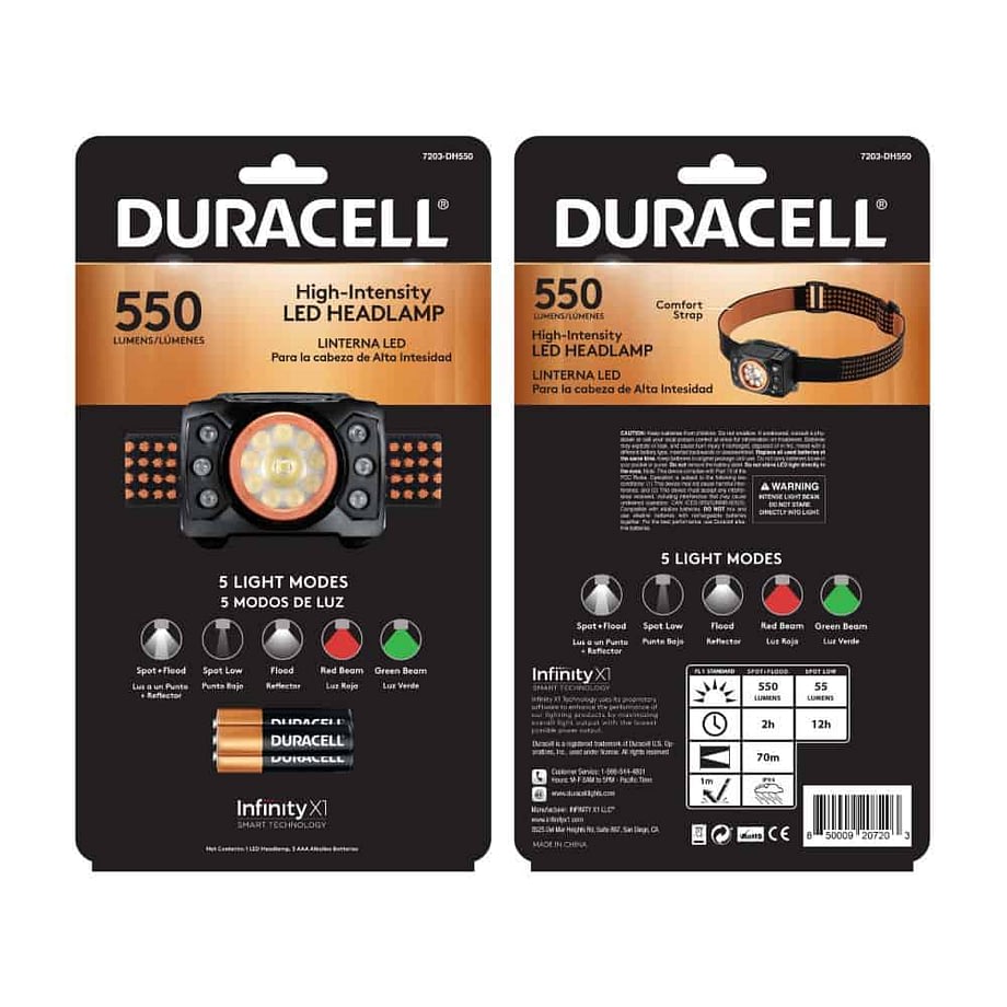 550 Lumen HighIntensity LED Headlamp Duracell Lights